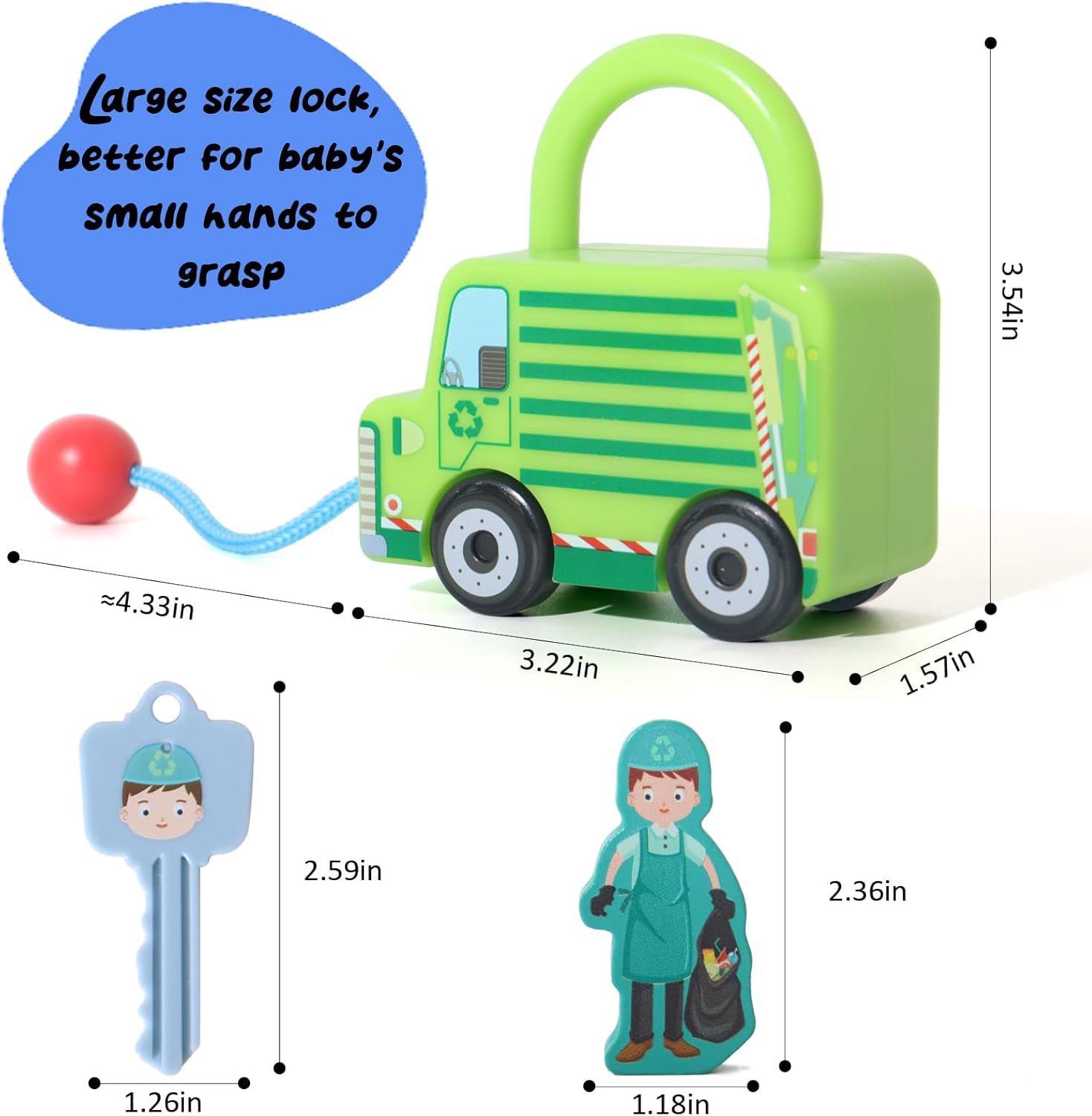 Montessori Toy for 18+ Months Old Toddler, Lock and Key Car Toys,aby Sensory Fine Motor Skills Developmental Toys, Preschool Children, Gifts Age 1 2 3 4 One Two Year Old Boys Girls