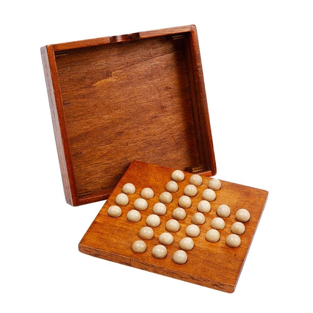 Fidtoy Wooden Bead Solitaire Chess Game – Brain Teaser and Puzzle Game for Kids