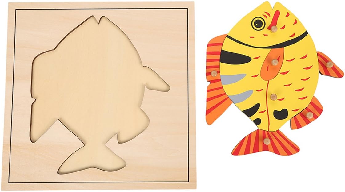 Montessori Nature Materials Fish Puzzle for Early Preschool Learning Toy