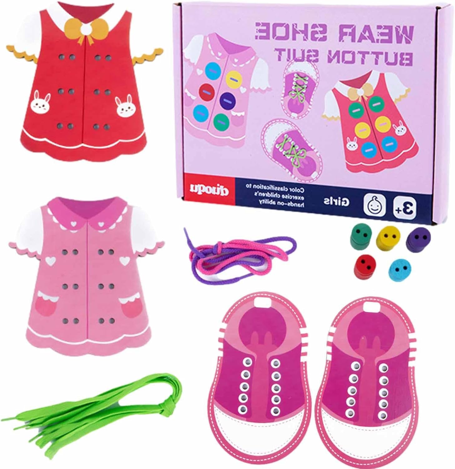 Elbise İplik Açma Oyuncakları - Temel Yaşam Becerileri Kurulu,Ahşap Giysi Diş Açma Oyuncak Ahşap Ince Motor Becerileri Ile Oyuncak Montessori Hediye Çocuklar için Erken Eğitici Hediyeler Yeni Pingpai