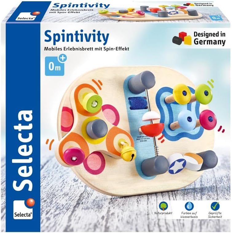 Selecta 62064 Spintivity, Wooden Motor Skills Board, 20 cm, Spinitivity