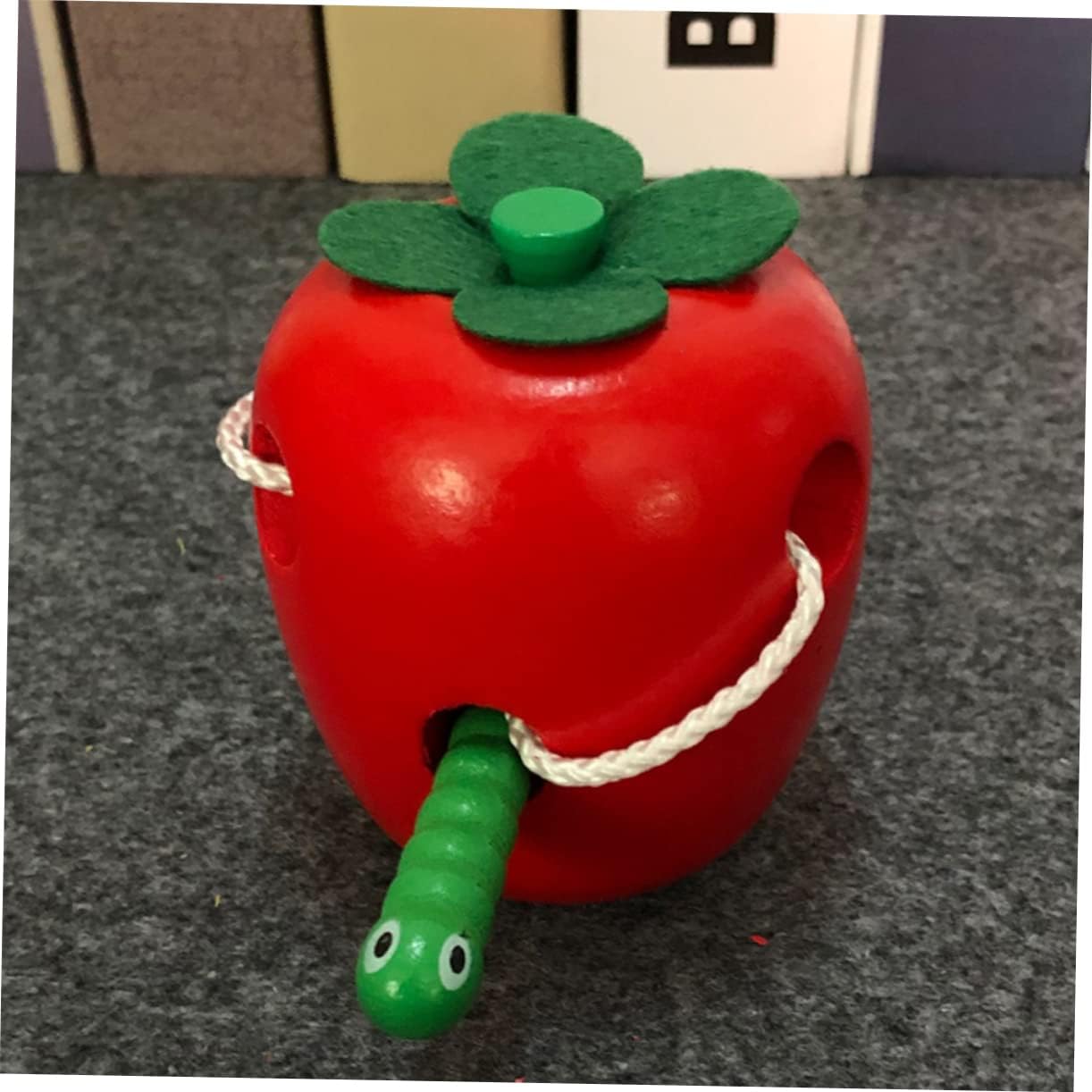 Alasum Educational String for Children Children Apple Shaped Toy Practical Caterpillar Play Tool Threader Eat Game Wooden Apple Shape Early
