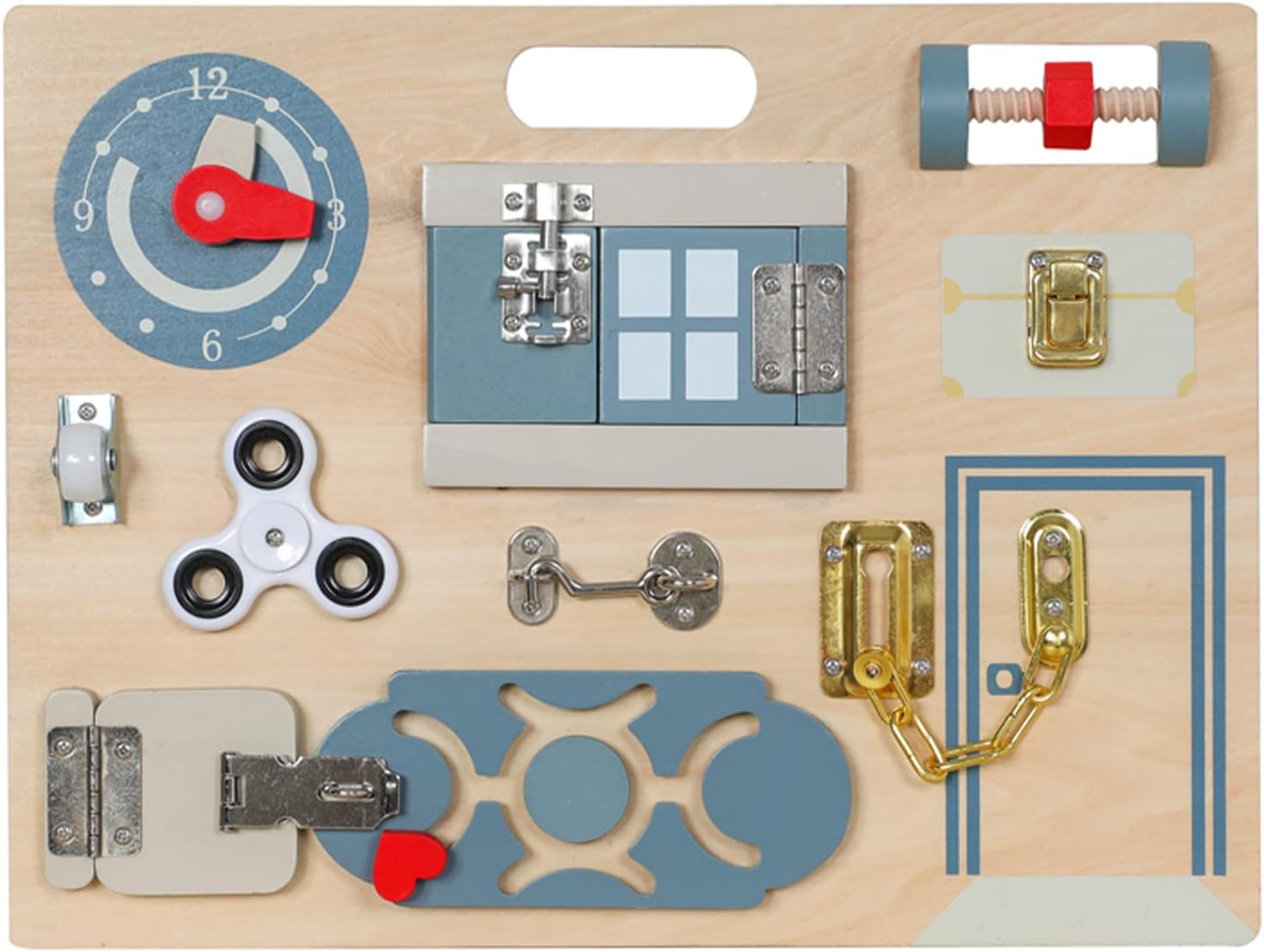 Smartwo Double-Sided Montessori Busy Board for Toddlers 3-5, Train Babies Fine Motor Skills, Toddler Boy Toy of Sensory Activity Board, Wooden Busy Board for 3+ Year Old Kids Birthday Gift