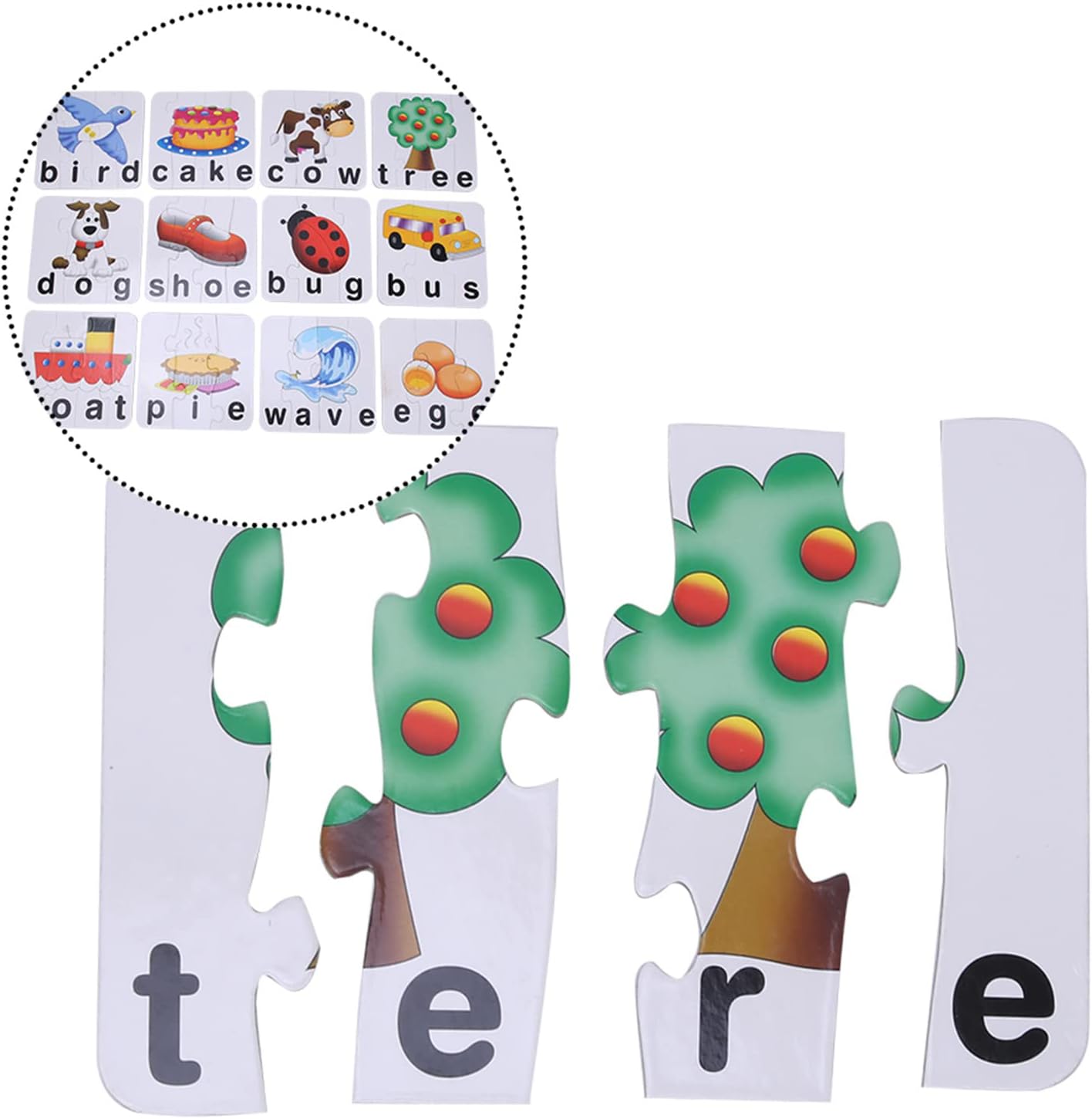 Fidtoy Self-Correcting Spelling Puzzle Cards for Kids 20 Piece Three Four Letter Word Learning Set Age 4+