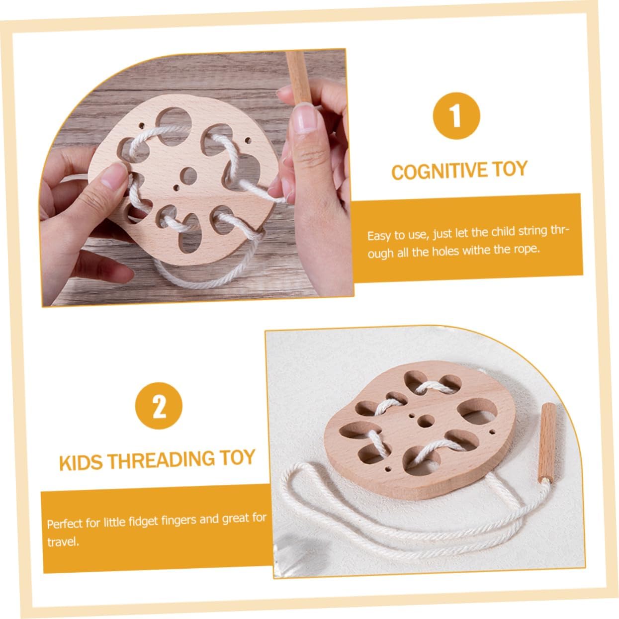 Wooden Lotus Root String Toys for Kids Learning Hand Eye Coordination String String String Game for Kids