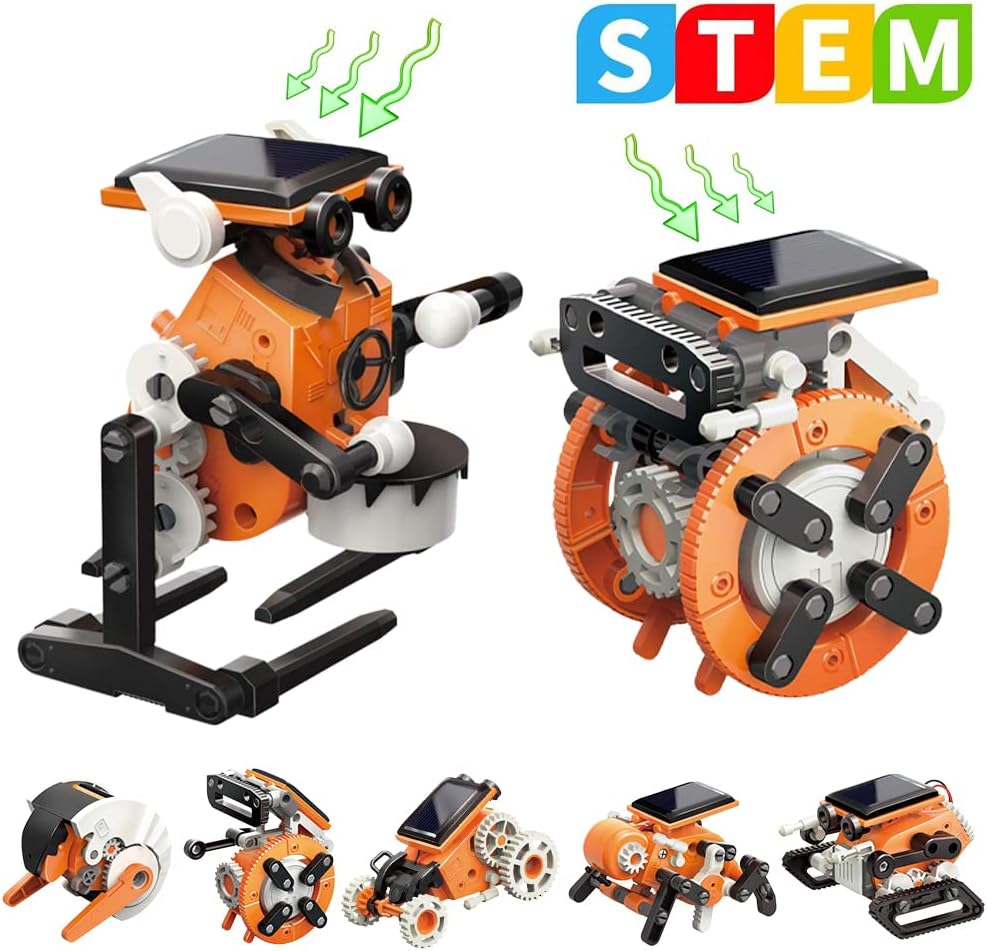 Fidtoy 7-in-1 STEM Solar Power Robot Experiment Kit for Kids, DIY Solar Powered Robot Building Toy, Renewable Energy Engineering Science Kit Age 8+