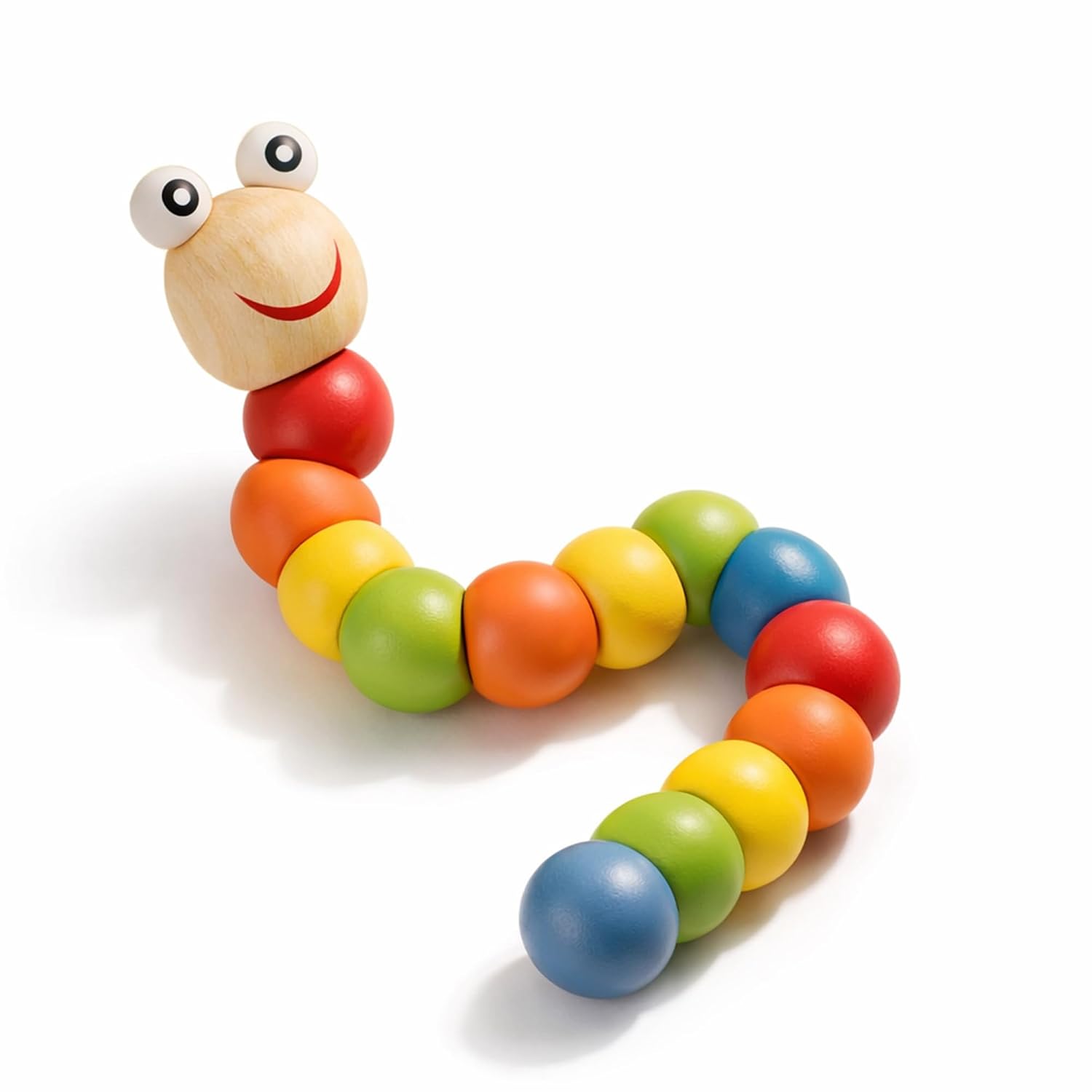 Fidtoy Wooden Colorful Movable Caterpillar Rattle for Toddlers | Montessori Twisting Caterpillar Toy, Fine Motor Skills, Sensory Play & Hand-Eye Coordination Toy Age 12M+