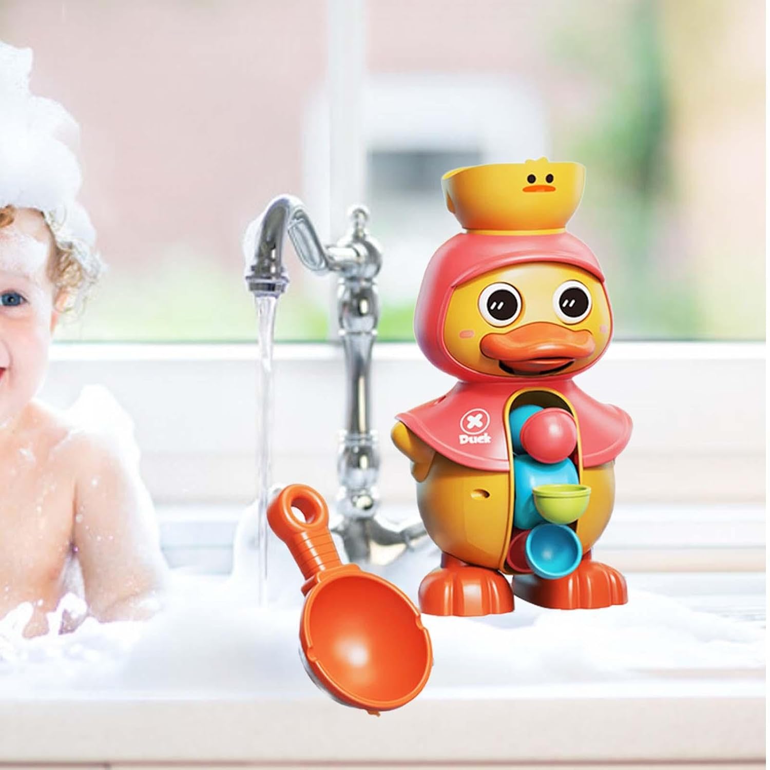 Fidtoy Duck Bath Toy for Toddlers – Interactive Water Play with Spinning Waterwheel