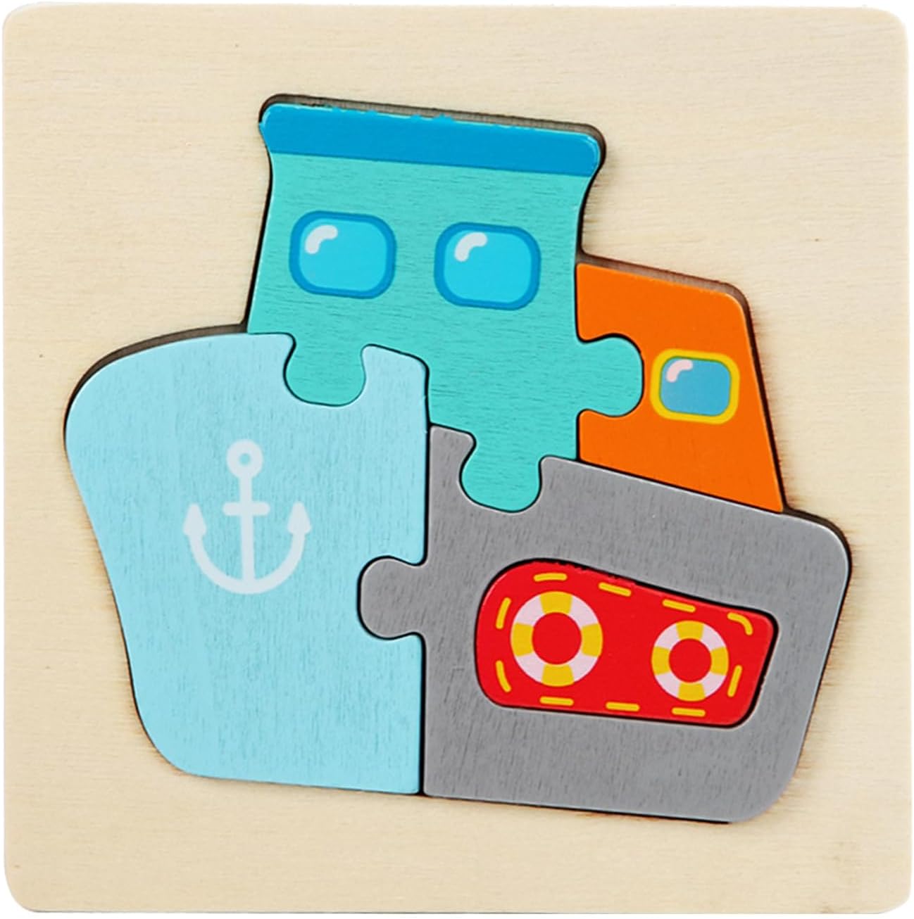 Fidtoy Shape & Learn Wooden Puzzle for Toddlers Montessori Early Learning