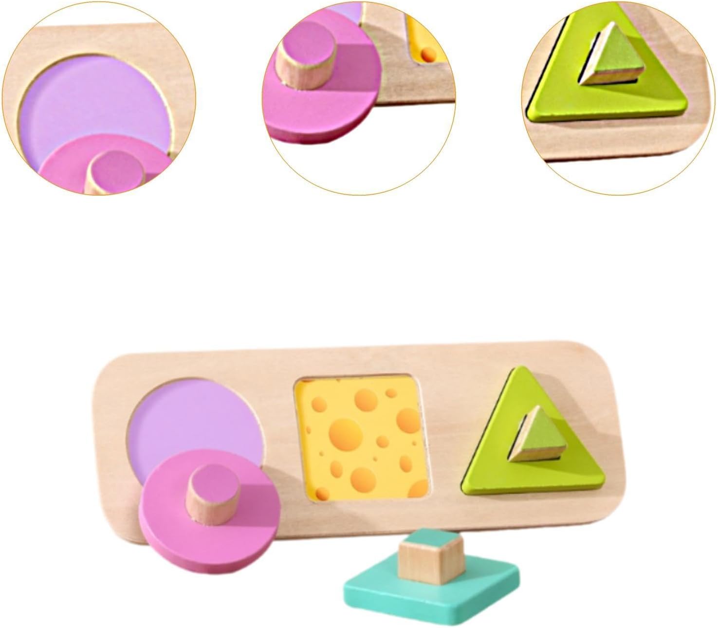 Wooden Shapes Puzzle Baby Puzzle Learning Color Recognition with Knob Color Shape Sorter for Boys Girls Baby Birthday Gifts