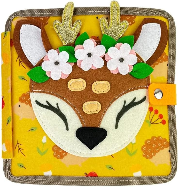 Generisch Felt Book Children from 1 Year, Montessori Toy from 1 Year, Felt Book Baby, Felt Book Montessori from 2 Years, Fabric Book Baby, Felt Book with a Deer, Montessori Book, Busy Board from 1