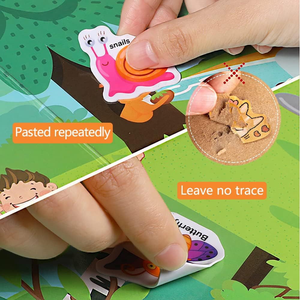 Portable Jelly Quiet Book, Reusable Sticker Books for Kids, 6 Themes Preschool Learning Activities Quiet Book for Toddlers 3 4 5 6 Year Old Girls Boys Birthday Gift Educational Learning Toy (Space)