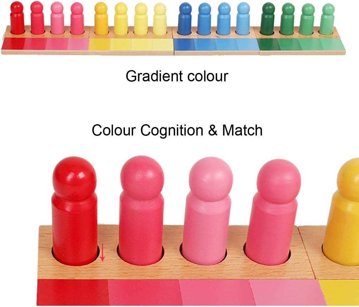 Fidtoy Montessori Juguete Clasificador de Colores Juego de Madera de Emparejamiento con 16 Piezas Reconocimiento de Sombras Habilidades Motoras Finas Percepción Visual Juguete Educativo Regalo