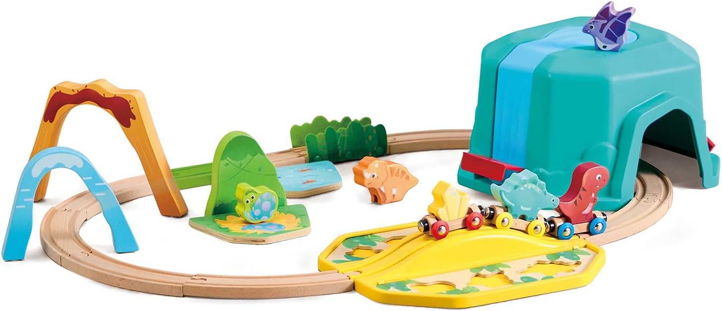Fidtoy Dinosaur Train Set Wooden Railway Toy with Sound
