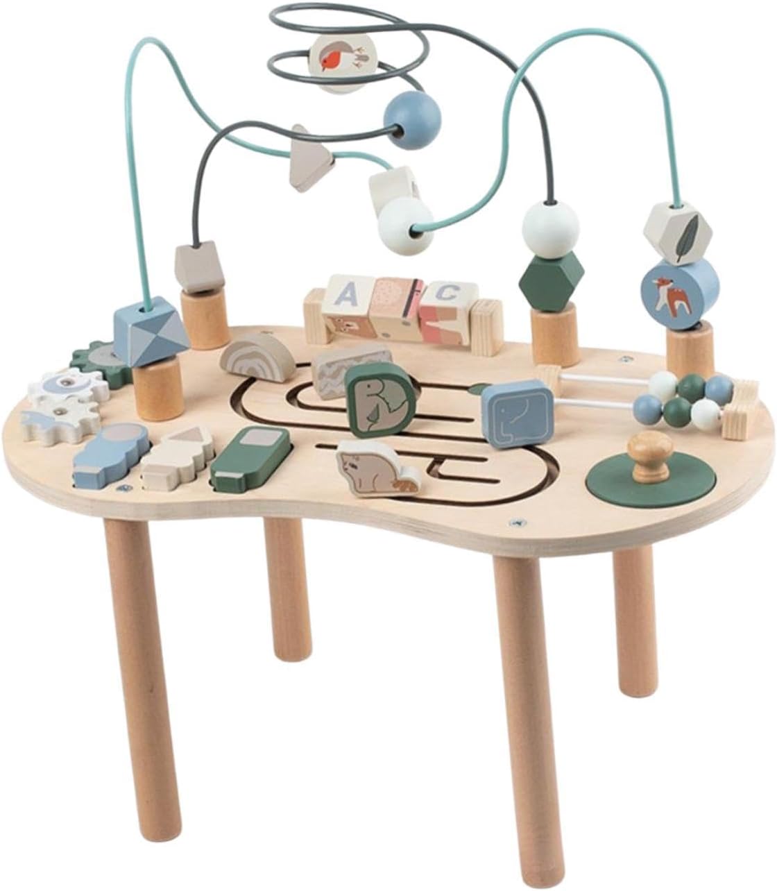 Activity Table Shape Recognition Track Maze with Bead Maze for Infant Kids