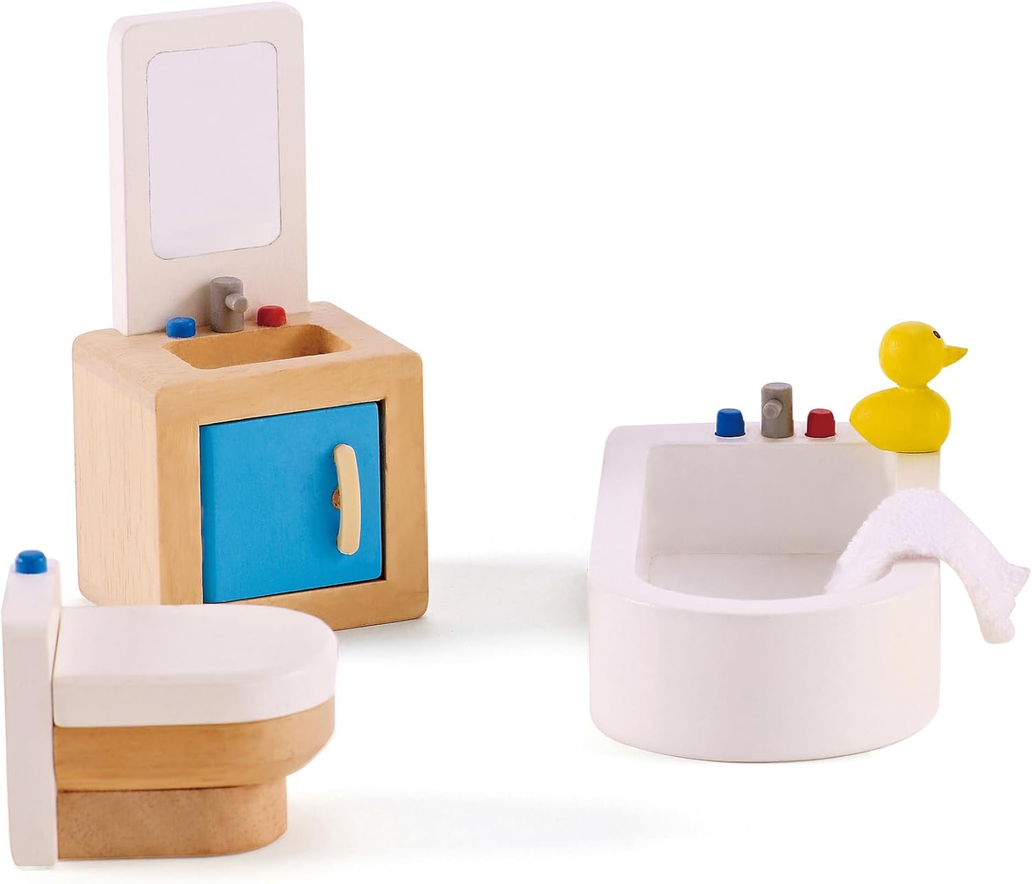 Fidtoy Wooden Dollhouse Bathroom Furniture Set Pretend Play Toy