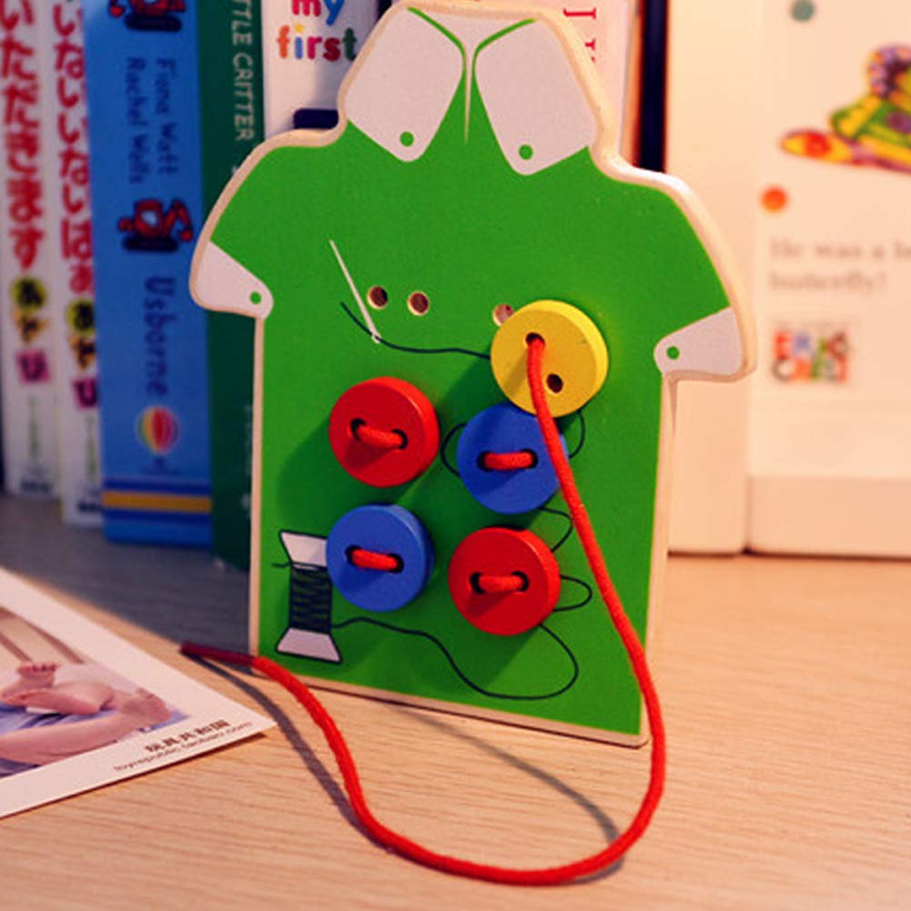FnieYxiu Toys, Kids Children Wooden Sew-on Buttons Lacing Board Toddler Early Education Toy