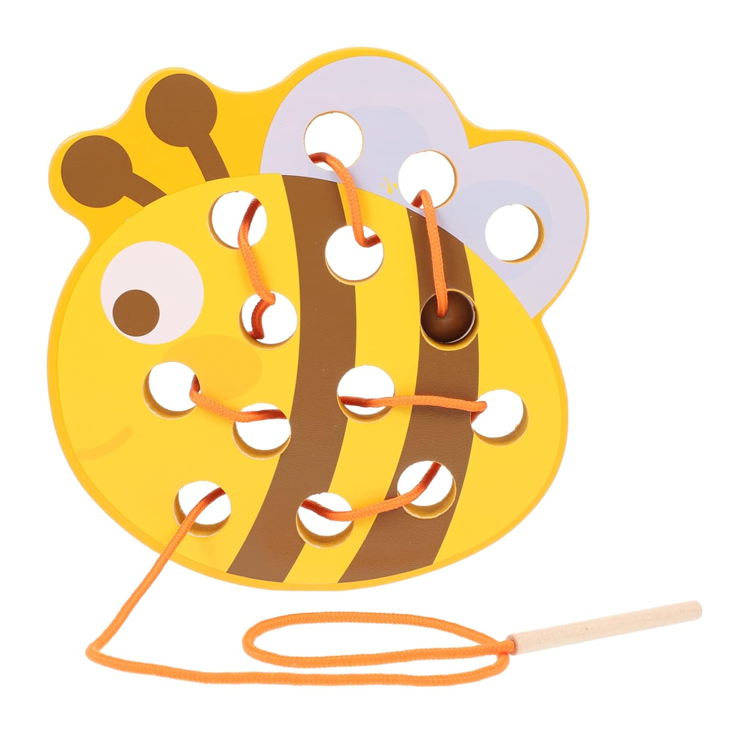 TOYANDONA Wooden Lacing Toys Animal Threading Weaving Toys Wood Block Puzzle Fine Motor Skills Montessori Early Learning Educational Toy for Boys Girls Gift ( Bee )