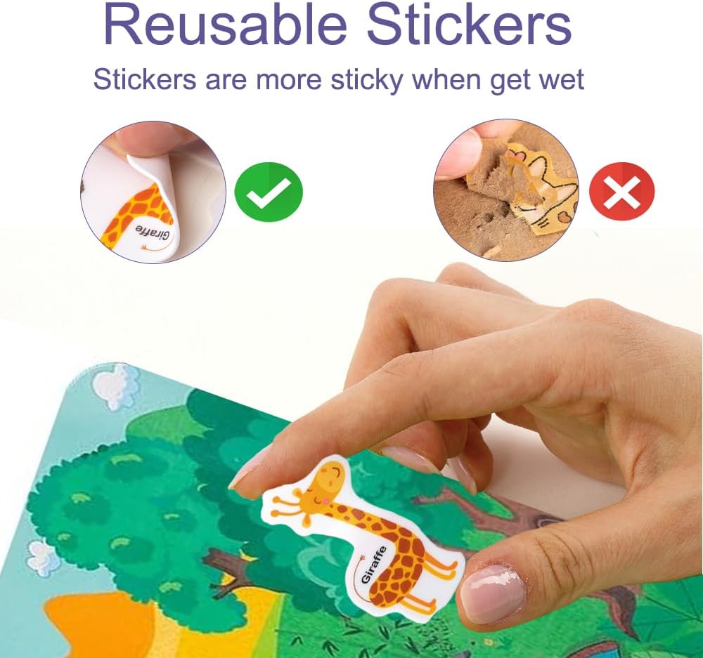 Unimore Kids Busy Book Jelly Quiet Book Toddler Travel Toys, Kids Sticker Book for Toddlers 3+ Preschool Learning Activities Reusable Learning & Education Sticker Book for Kids