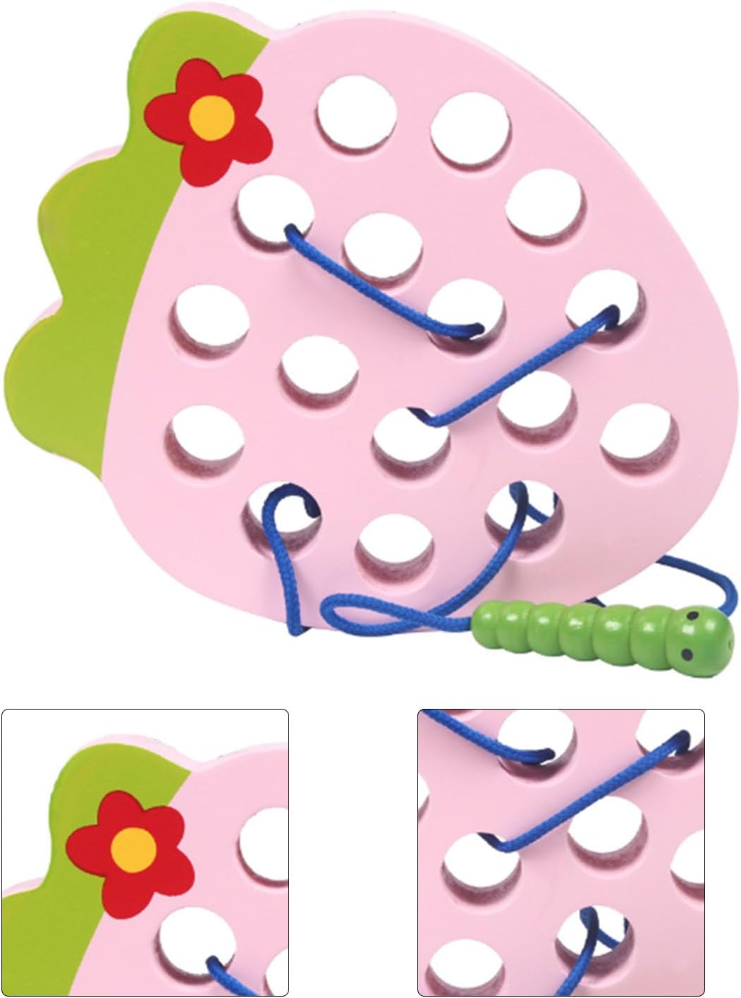 LJCM Eating Fruit, Wooden Lacing Threading Toy Promotes Exercise for 1-2 Years Old Kids (#4)