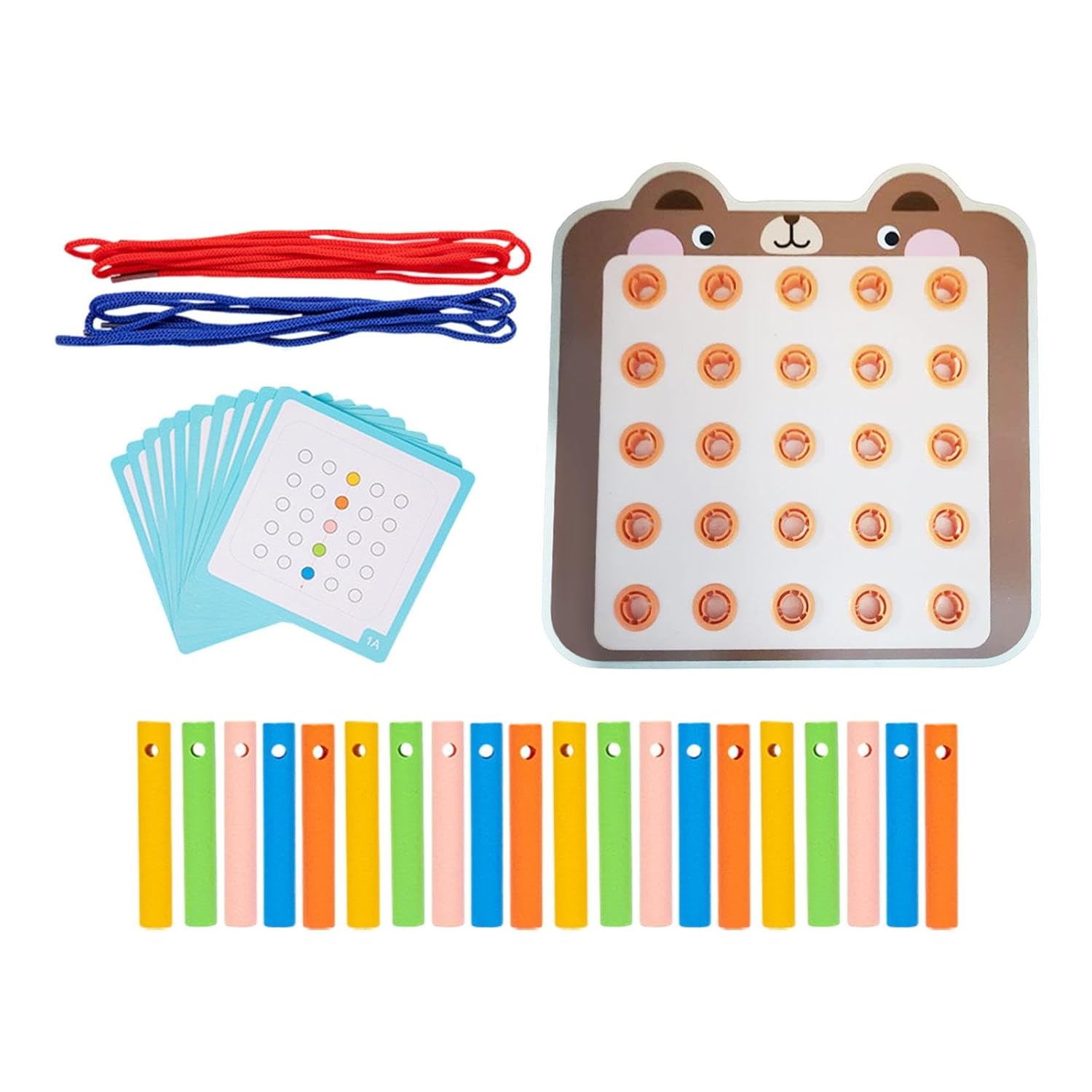 UJEAVETTE Lacing Threading Toy with Cards Travel Toy for Car Age 3 4 5 6 Airplane Bear