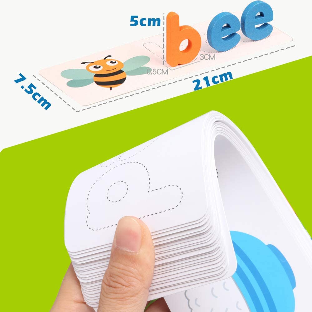 Fidtoy Wooden Alphabet Spelling Game Set for Kids Learning