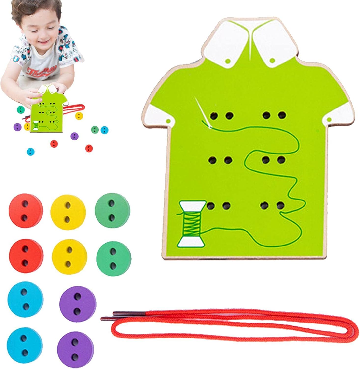 Threader Toys for Toddlers | Sewing Buttons for Training Basic Life Skills Racing Card Games,Montessori Toys Good Motor Skills Threading Game Muskela for Early Development and Education in Kindergarten