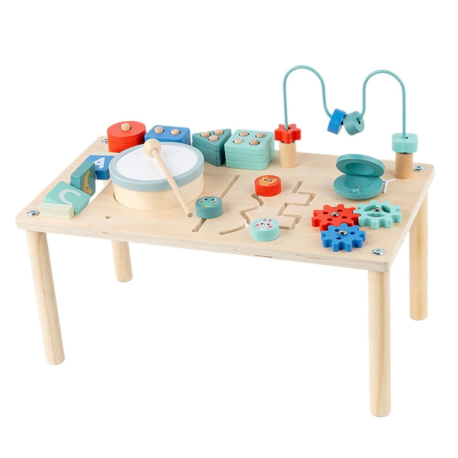 SNAPPSY Wooden Activity Table Kids Early Learning Toys for 1 2 3 4 Year Old Children
