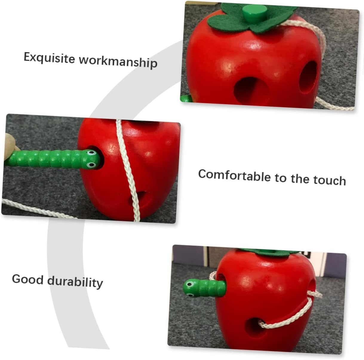 Alasum Educational String for Children Children Apple Shaped Toy Practical Caterpillar Play Tool Threader Eat Game Wooden Apple Shape Early