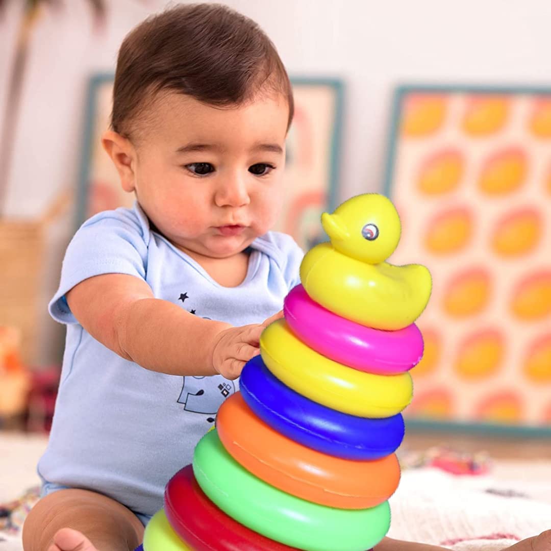 Fidtoy Rainbow Stacking Rings Toy for Toddlers Age 1-3