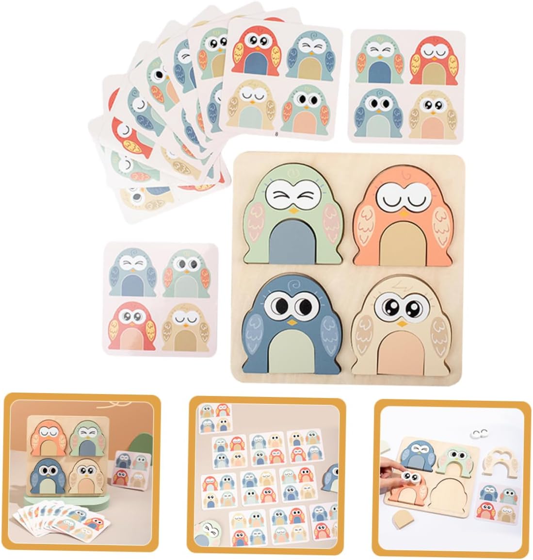 SUPVOX Giocattolo di Legno Abbinato per Ragazzo Ragazza con Blocchi di Espressione di Animali per Educazione Precoce e Apprendimento Cognitivo di Giochi di Abbinamento Puzzle di Legno