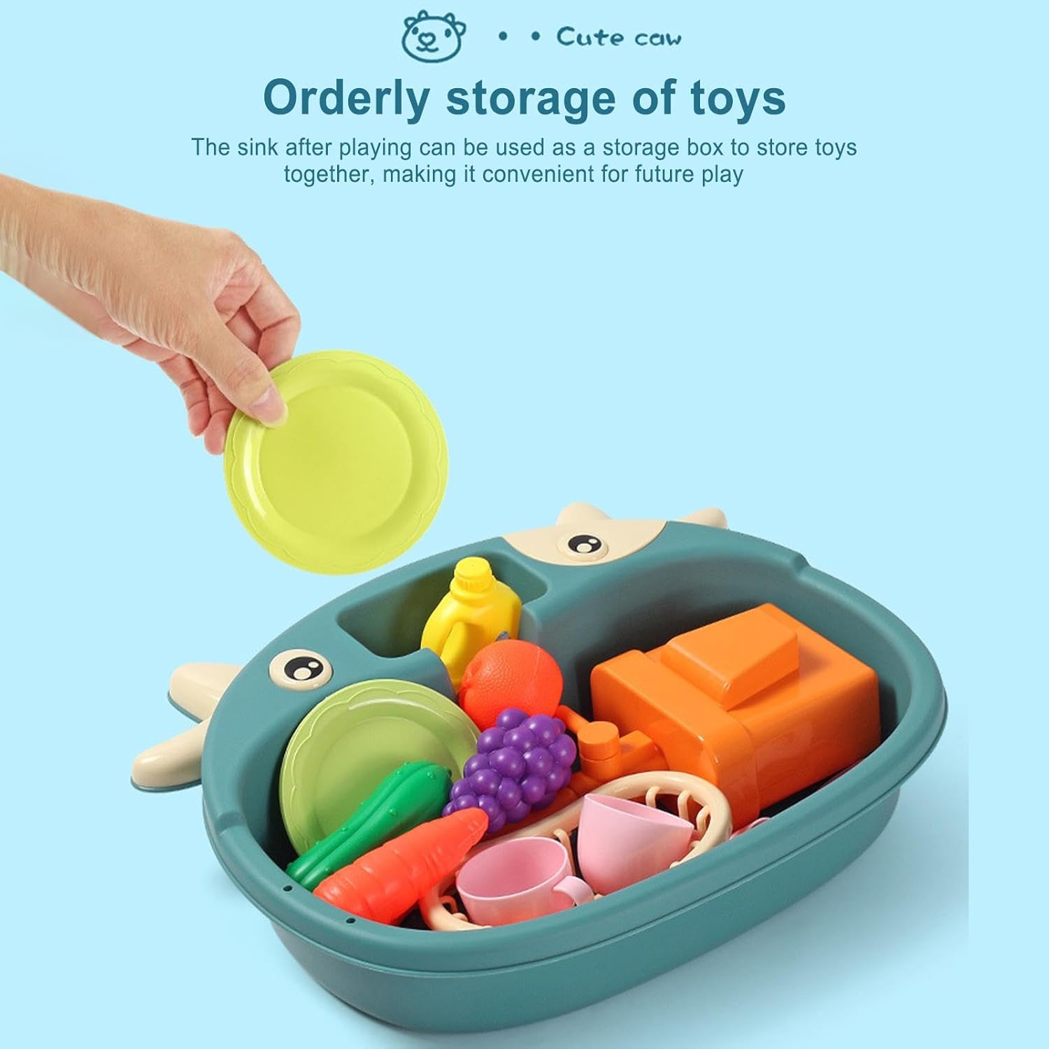 Fidtoy Kids Kitchen Sink Playset with Running Water – Pretend Play Washing Toy for Toddlers