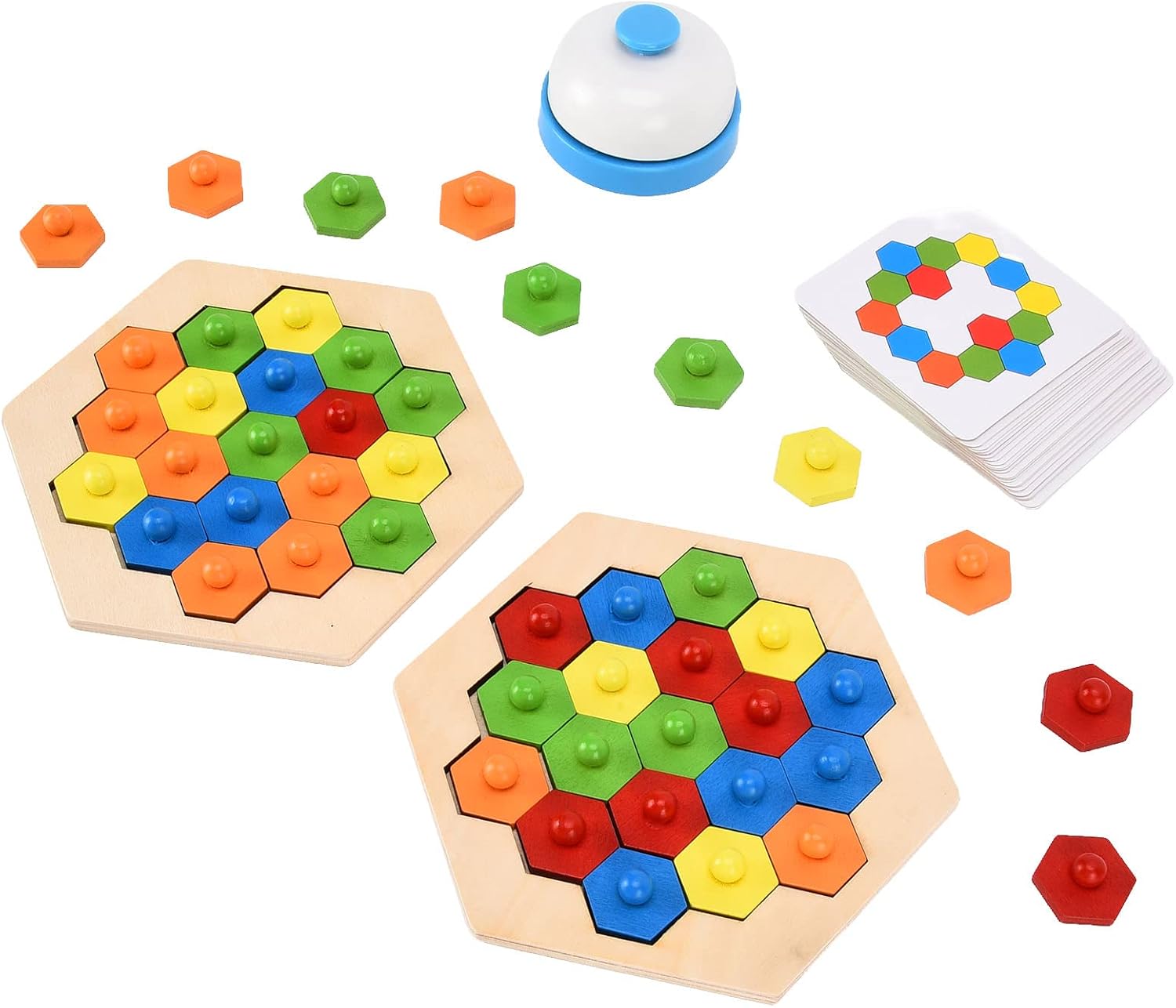 Fidtoy Honeycomb Wooden Puzzle Challenge for Kids Multiplayer Pattern Matching Game