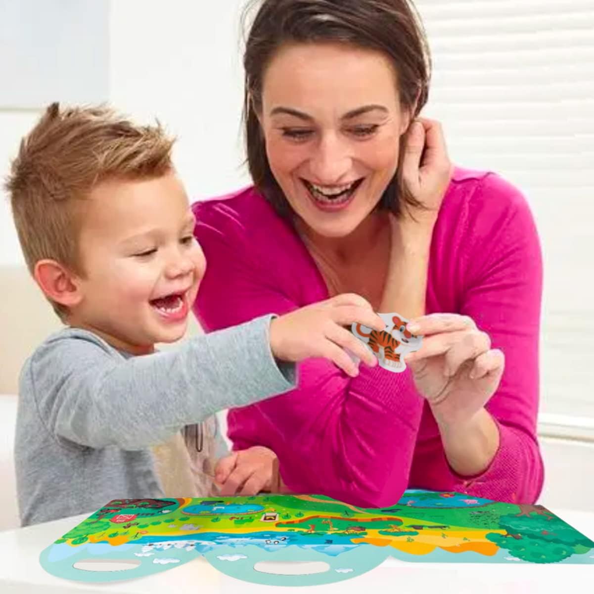 2 Sets Portable Jelly Quiet Busy Book, Vehicle & Animal Reusable Sticker Books for Kids, Toddler Sticker Activity Book Preschool Learning Activities Educational Toys for Girls Boys Ages 3+