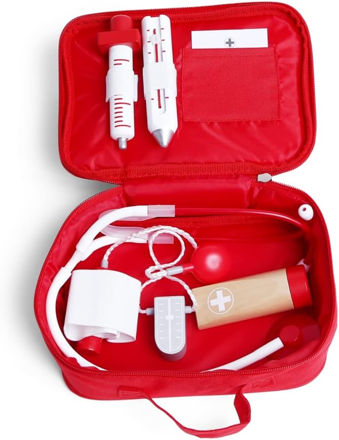 Fidtoy Kit de jeu de médecin pour enfants, en bois, pour jeu de rôle médical