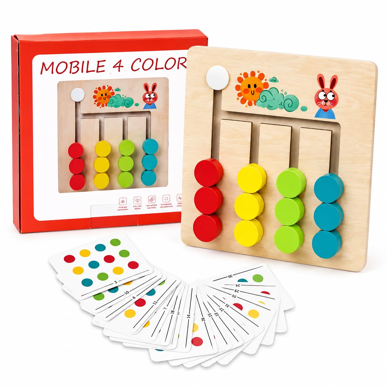 Petit jeu de logique en bois à 4 couleurs - 061