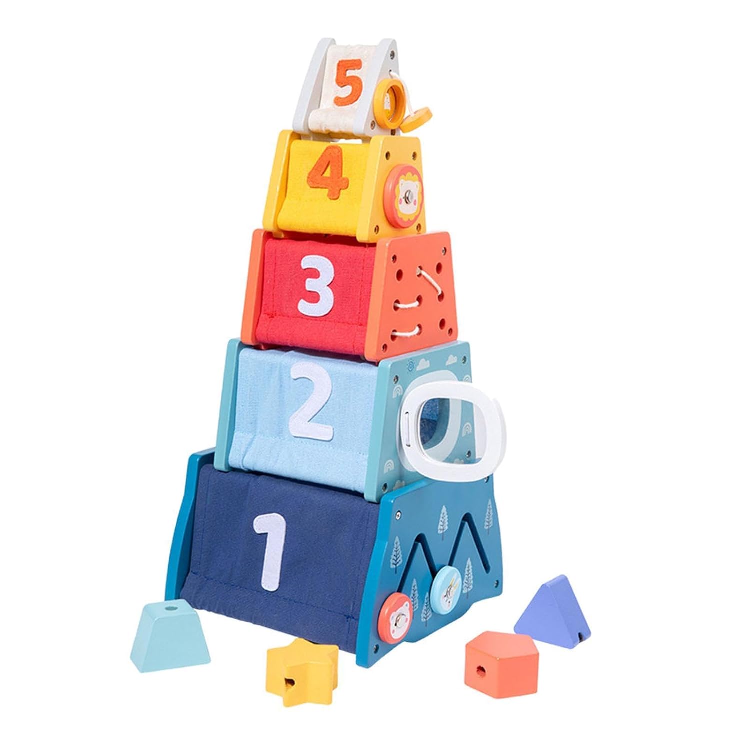 The Style Sutra Boîtes gigognes Jouet Cadeau d'anniversaire Blocs à empiler pour enfants Garçons Filles|1 Ensemble de jouets à empiler| Jouets en bois et faits à la main