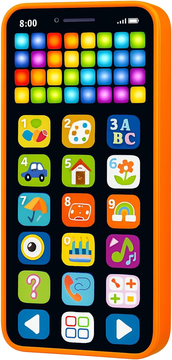 Fidtoy Rechargeable Baby Y-Phone Toy for Kids LED Light Learning Phone with Music Games Numbers Letters Colors