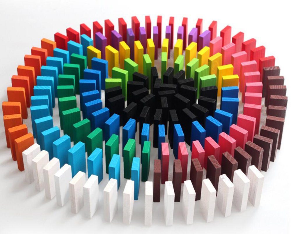 Fidtoy Wooden Domino Blocks Set Colorful Learning Game