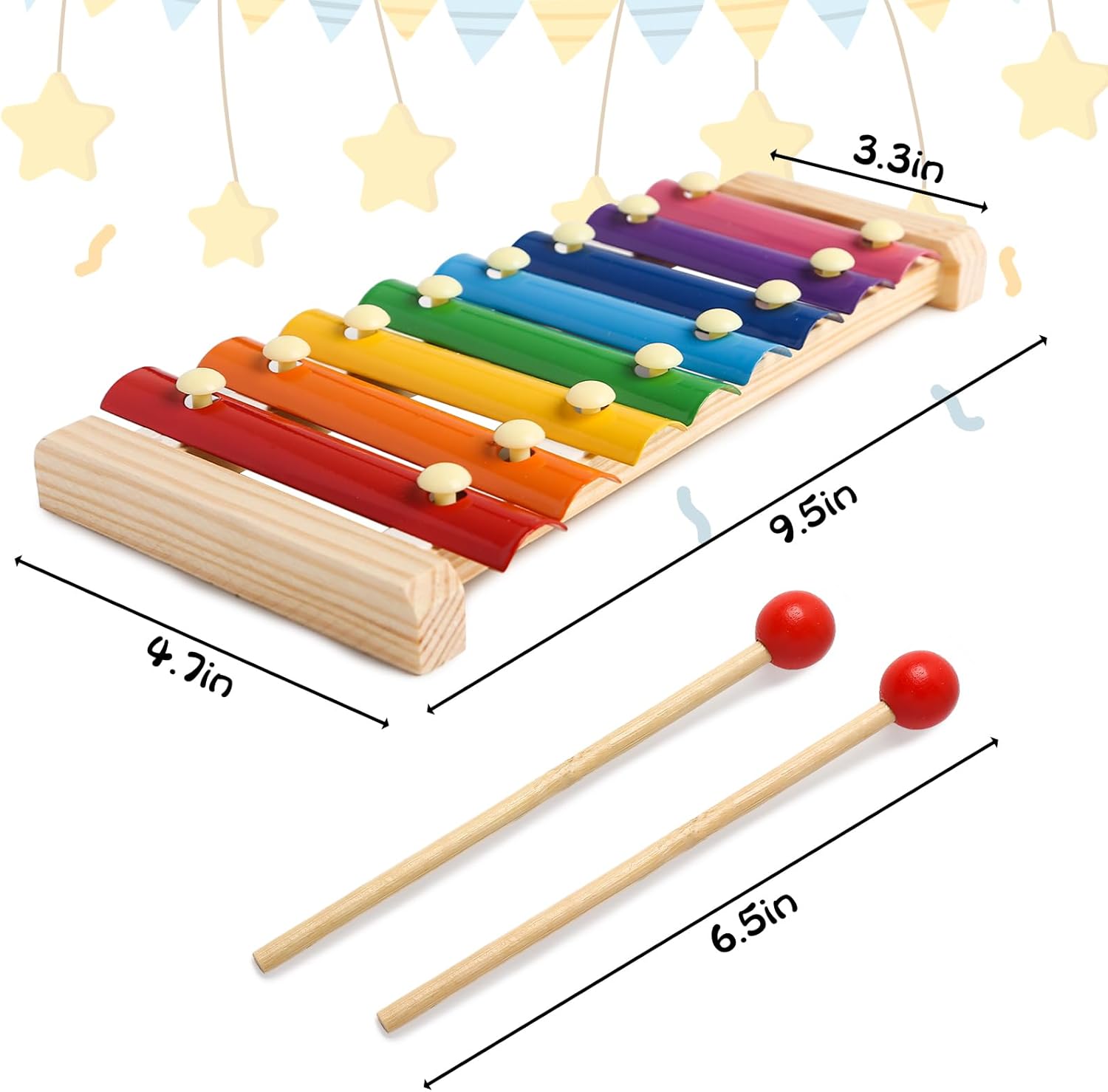 Fidtoy Wooden Xylophone Toy for Kids 3+ Montessori Musical Instrument