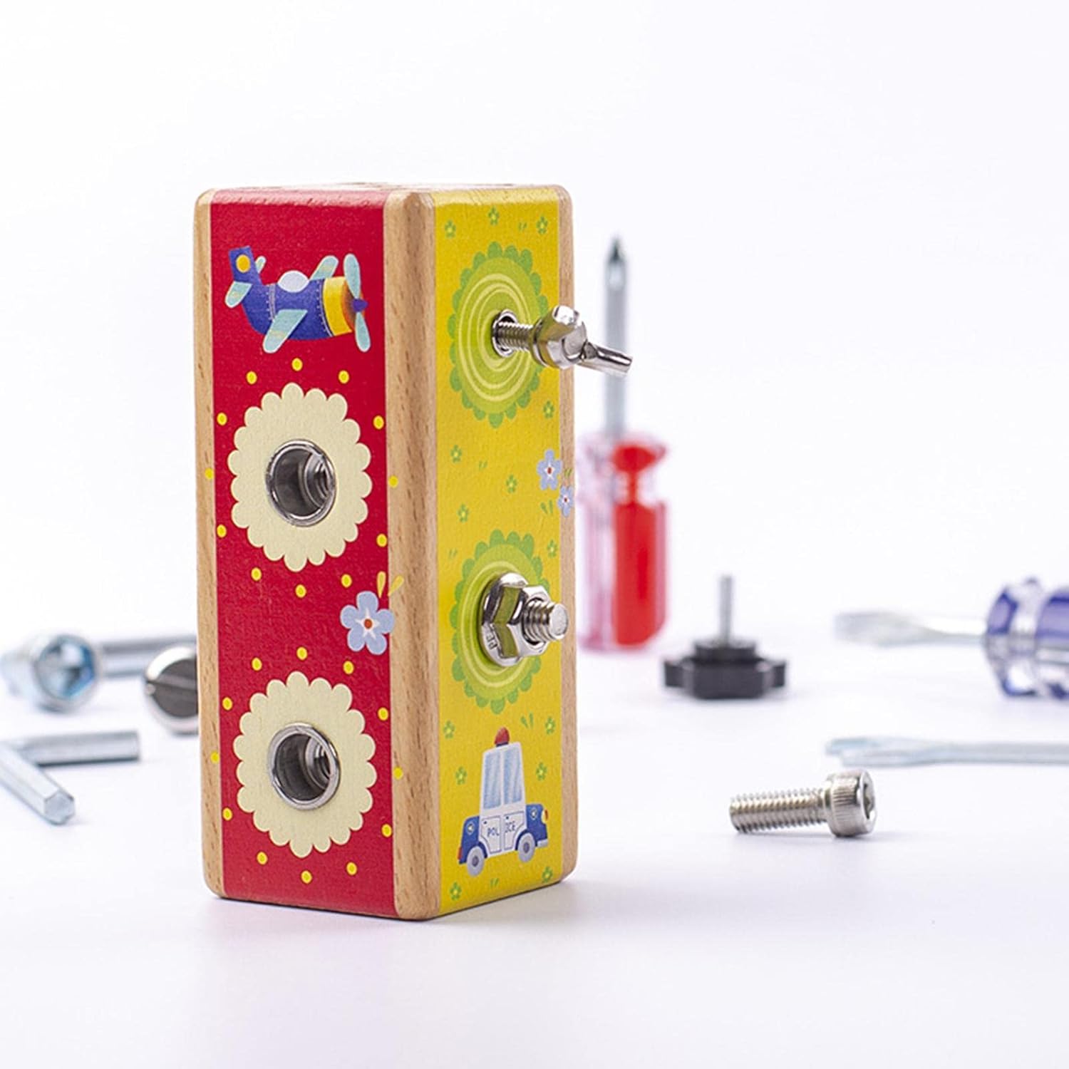 ATORSE Montessori Wooden Screw Driver Busy Board Motor Skill Early Development Toys