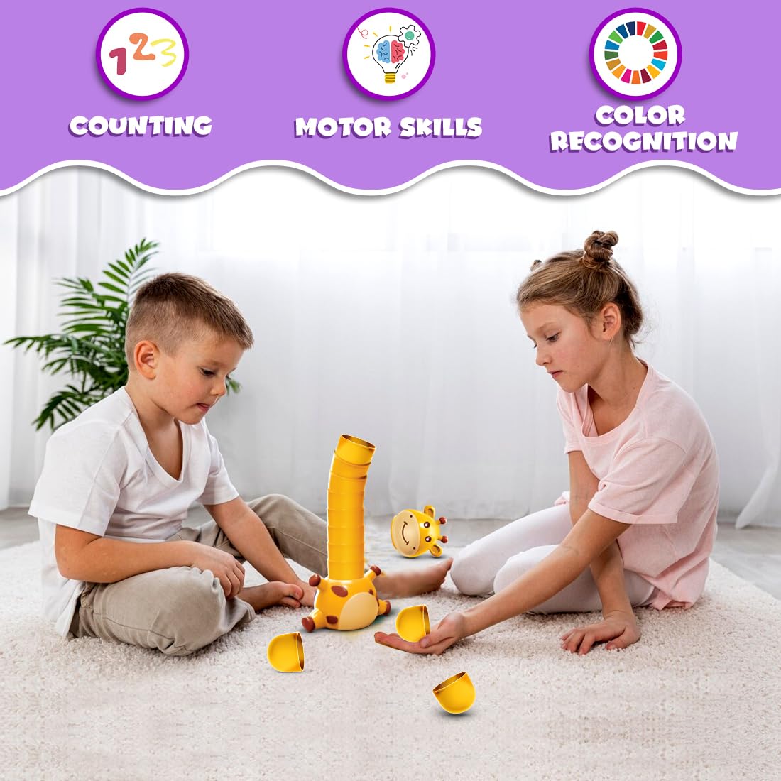 Fidtoy Giraffe Neck Stacking Animal Stack Attack Game for Kids