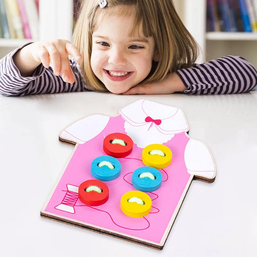 UJEAVETTE Montessori Educational Toys Threading Toys for Toddlers Gifts Clothes Pink