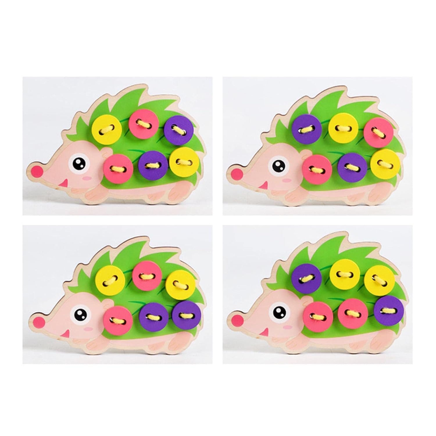 LOOM TREE® 2xJouets en bois à lacer pour bébés Boutons à coudre Aides Montessori pour enfants