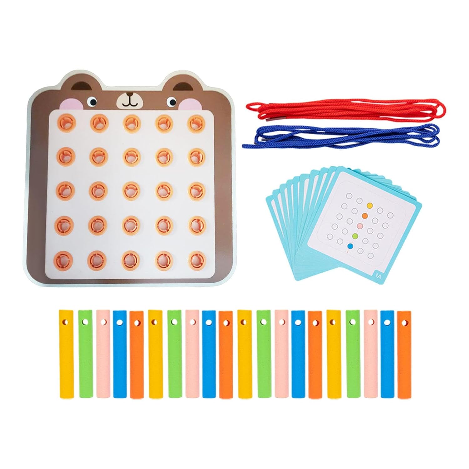 UJEAVETTE Lacing Threading Toy with Cards Travel Toy for Car Age 3 4 5 6 Airplane Bear