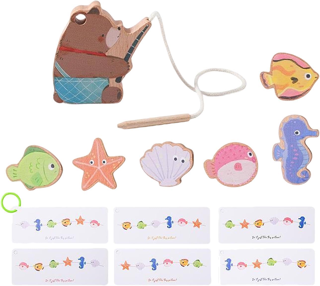 predolo Wooden Lacing Toy Fine Motor Skill Gifts Kids Toddlers Learning Concentration Preschool Educational Toy Threading Toys