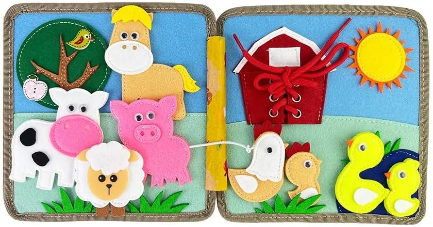 Generisch Felt Book Children from 1 Year, Montessori Toy from 1 Year, Felt Book Baby, Felt Book Montessori from 2 Years, Fabric Book Baby, Felt Book with a Deer, Montessori Book, Busy Board from 1