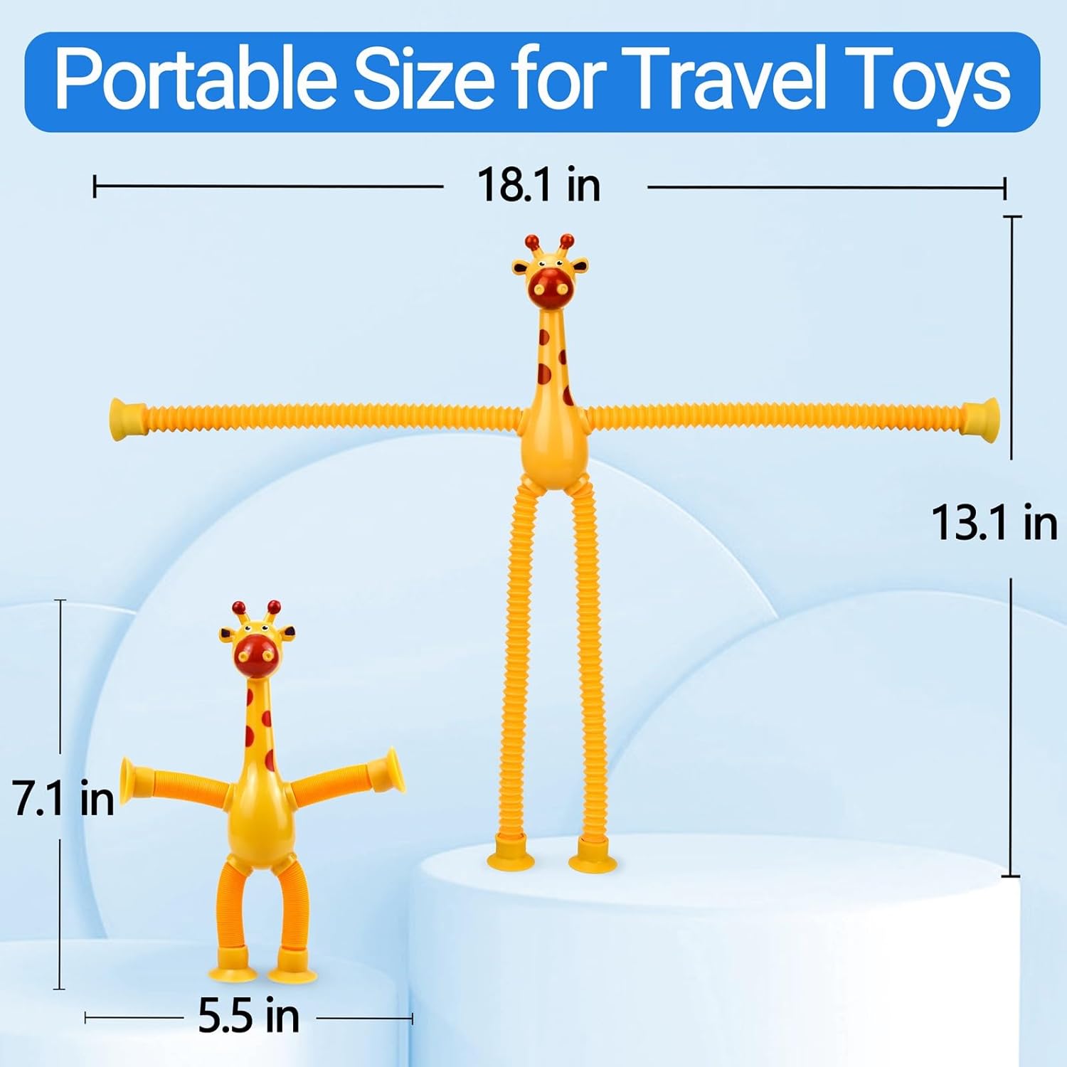 Fidtoy Telescopic Suction Cup Giraffe Sensory Toy for Toddlers Stretch Pop Tube Fidget Toy
