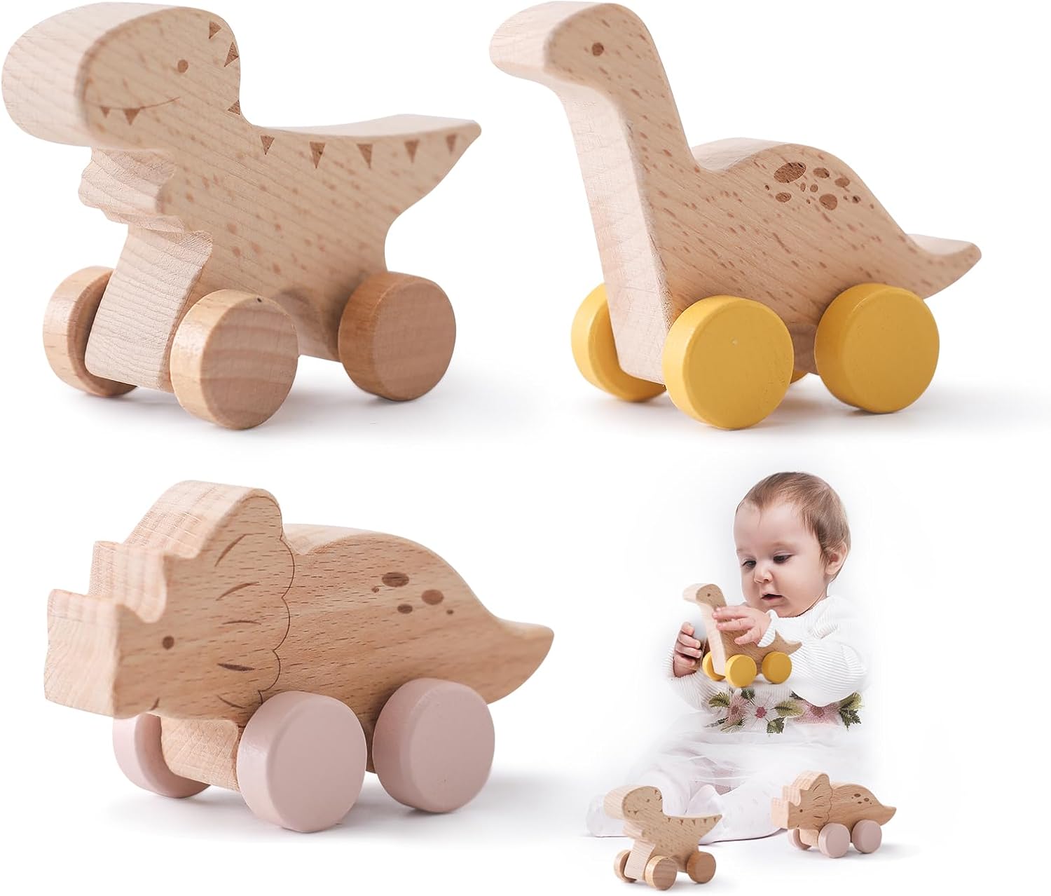 Fidtoy Voiture en Bois Wonder Wheels pour Tout-Petits, Jouet d'Apprentissage Montessori