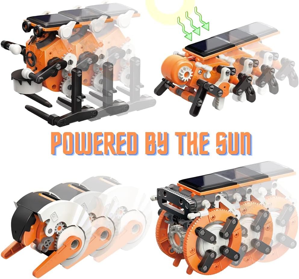 Fidtoy 7-in-1 STEM Solar Power Robot Experiment Kit for Kids, DIY Solar Powered Robot Building Toy, Renewable Energy Engineering Science Kit Age 8+